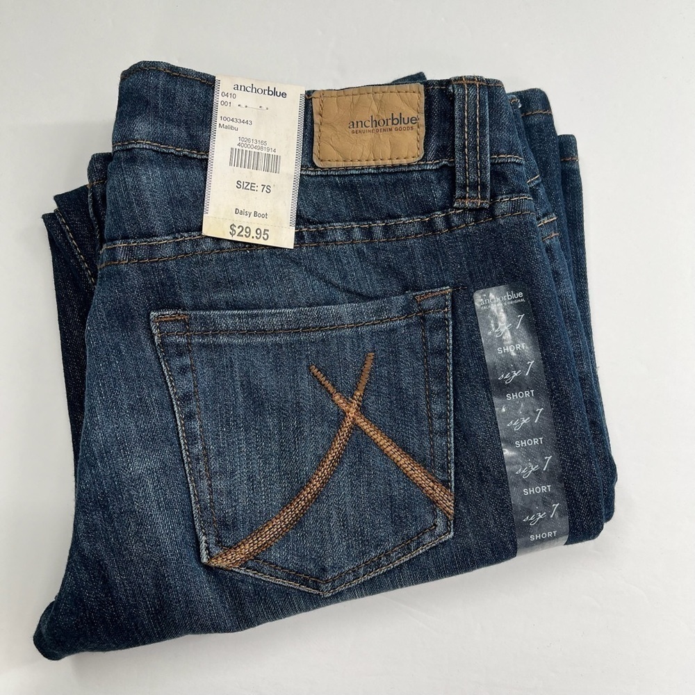Anchor Blue Genuine Denim Goods Daisy Boot Jeans Vintage NEW Ladies 7 short